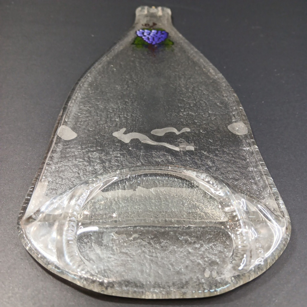 Flat Wine Bottle Flattened Melted Glass 12in Cutting Board Cheese Tray Hangable
